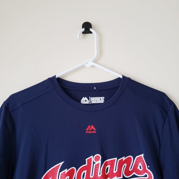 Majestic Cleveland Indians Cool Base S/S T-Shirt Tee Men's Size Small Blue NWOT - Picture 3 of 10